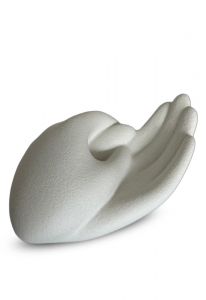 Kleinurne 'Hand' aus Porzellan weiß