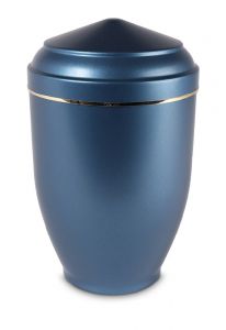 Stahlurne Blau, Perlmutt mit Goldband
