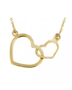 Symbol Halskette mit Anhänger 'Zwei Herzen, eine Liebe' aus 14 Karat Gelbgold