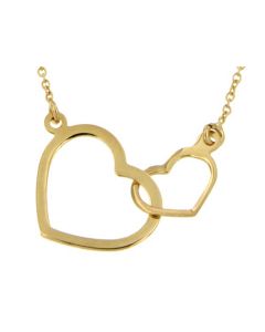 Symbol Halskette mit Anhänger 'Zwei Herzen, eine Liebe' aus 14 Karat Gelbgold