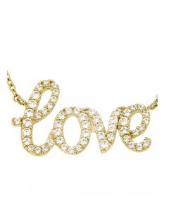 Symbol Halskette mit Anhänger 'Love' aus 14 Karat Gelbgold mit Zirkonia