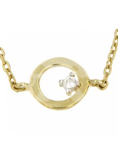 Symbol Halskette 'Kreis' aus 14 Karat Gelbgold mit Zirkonia Steinen