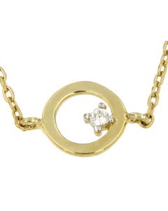 Symbol Halskette 'Kreis' aus 14 Karat Gelbgold mit Zirkonia Steinen