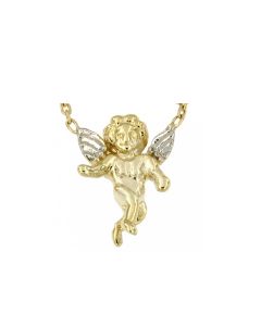 Symbol Halskette mit Anhänger 'Engel' aus 14 Karat Bicolor Gold