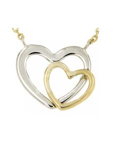 Symbol Halskette mit Anhänger 'Zwei Herzen' aus 14 Karat Bicolor Gold