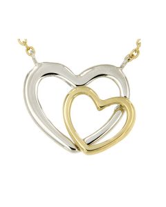 Symbol Halskette mit Anhänger 'Zwei Herzen' aus 14 Karat Bicolor Gold