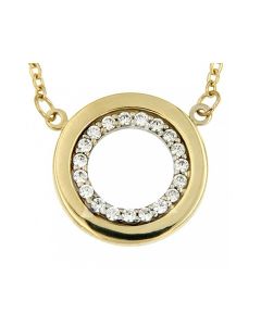 Symbol Halskette 'Innerer Kreis' aus 14 Karat Gelbgold mit Zirkonia Steinen