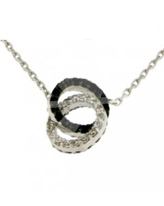 Symbol Halskette 'Verbunden' aus 14 Karat Weiβgold mit weiβe und schwarze Zirkonia