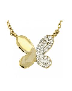 Symbol Halskette 'Schmetterling' aus 14 Karat Bicolor Gold mit Zirkonia