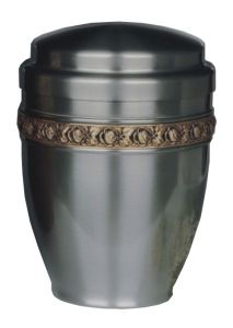 Stahlurne silber-grau mit dunklem Band