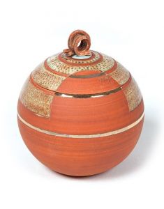Keramikurne 'Stein' rot mit Details