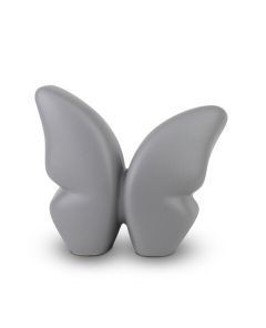 Kleine handgefertigte Schmetterlingsurne aus Keramik, grau