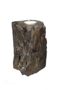 Bronze Kleinurne Baumstamm mit Kerze