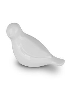 Kleinurne aus Keramik „Whistling Bird“ weiß