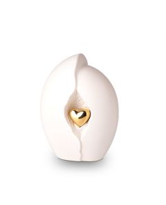Keramikkleinurne weiβ mit goldenem Herz