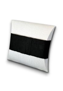 Kleine See-Urne zur Ascheverstreuung auf dem Wasser - weiß mit schwarzem Band