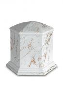 Porzellanurne 'Esagono' | Carrara-Marmor mit goldfarbenen Adern