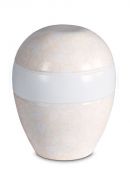 Porzellanurne 'Planet' - Beiges Blumenmotiv Relief