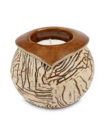 Handgefertigte Kleinurne „Ares“ mit Kerzenhalter - beige