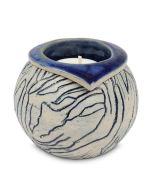Handgefertigte Kleinurne „Ares“ mit Kerzenhalter - blau
