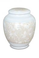 Porzellanurne 'Classica' mit beigem Blumenmotiv