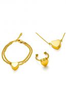Ascheschmuck-Set aus Edelstahl mit Herz gold - Armband, Ring & Kette