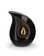 Teardrop-Urne aus Keramik schwarz mit kleiner goldfarbener Träne
