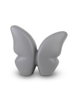 Kleine handgefertigte Schmetterlingsurne aus Keramik, grau