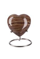 Herzförmige Kleinurne „Elegance“ mit Holzoptik (Inkl. Halter)