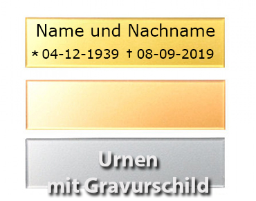 Urne mit einer Gravurplatte versehen